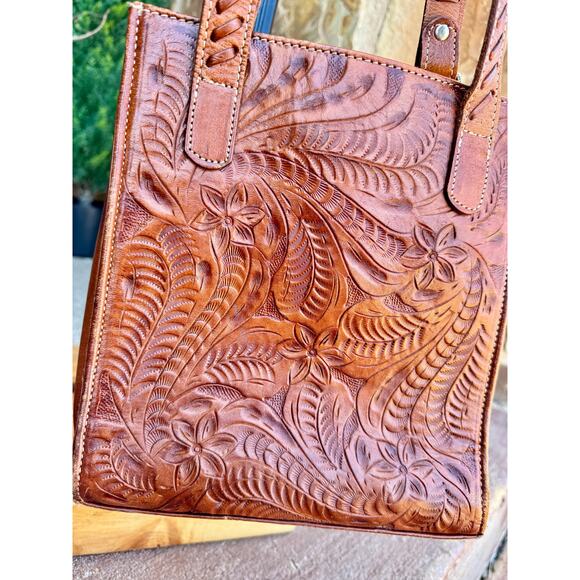 American West Tooled Leather Western Purse – 10x8.5 – Great Condition 👜🤠 - Picture 4 of 11